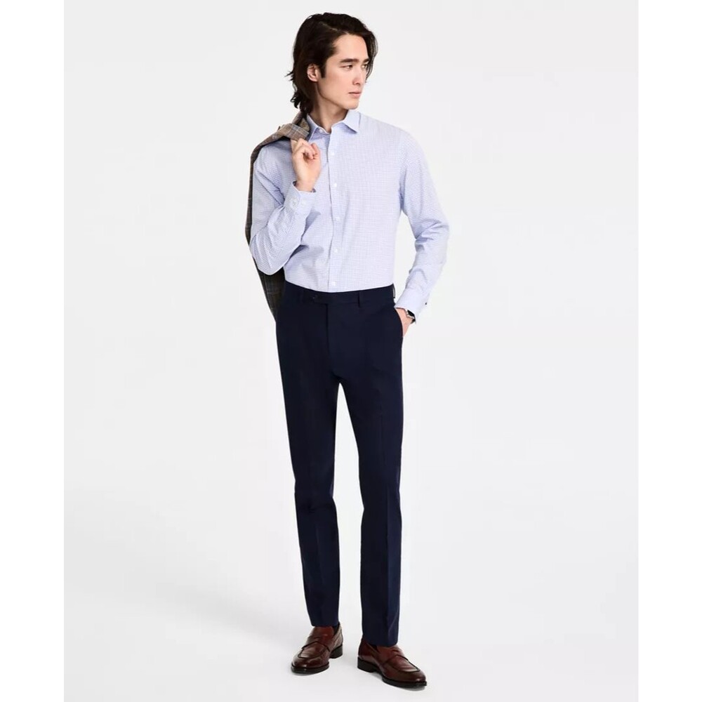 $190 NEW TOMMY HILFIGER Mens 42x30 Navy Linen/Cotton Stretch Dress Pants/Slacks